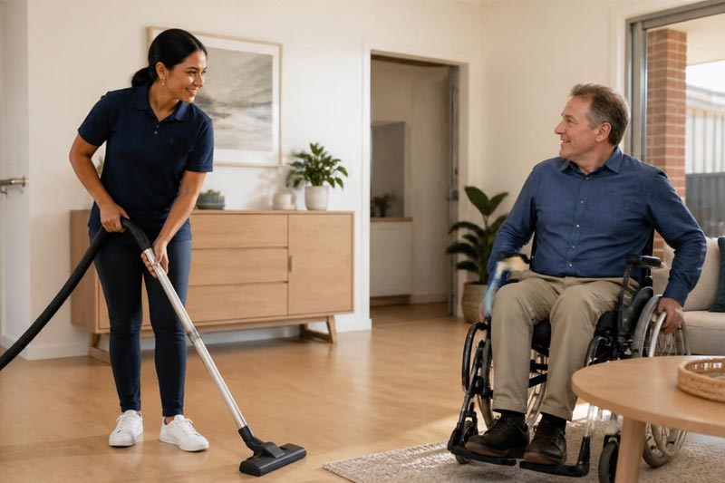 Floors mopped and left clear during a support visit