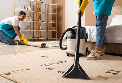 Bedroom carpet vacuumed before a final inspection