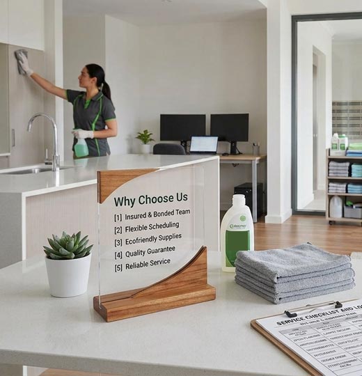 Professional cleaner working through an end of lease clean